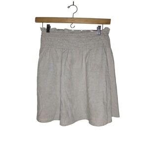 Celandine Urban Outfitters Linen Blend‎ Smocked Paperbag Mini Skirt Beige Small